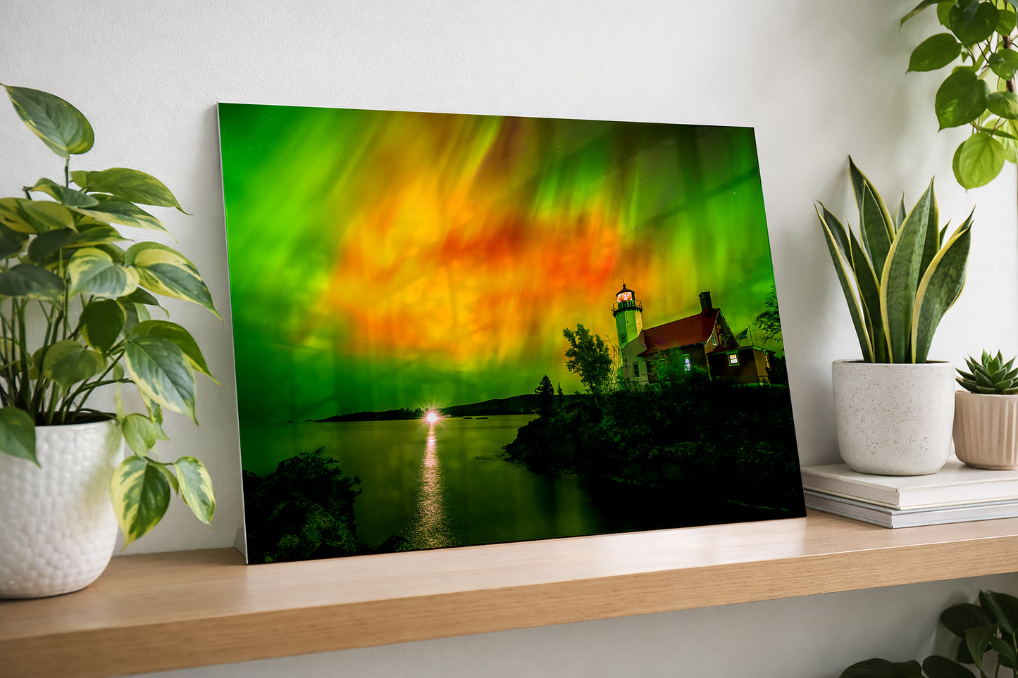 Northern Lights over Eagle Harbor Fine Art Print | Aurora Photography