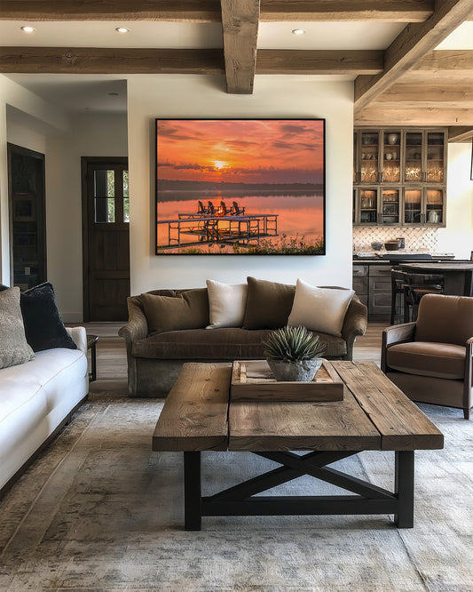 Lake Michigan Boat Dock Sunrise | Golden Morning Light Fine Art Landscape Print