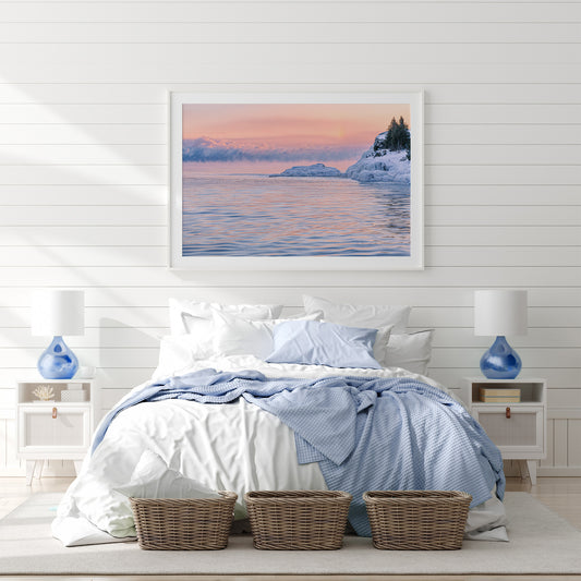 Lake Superior Cotton Candy Sunrise | Marquette Michigan Winter Fine Art Print