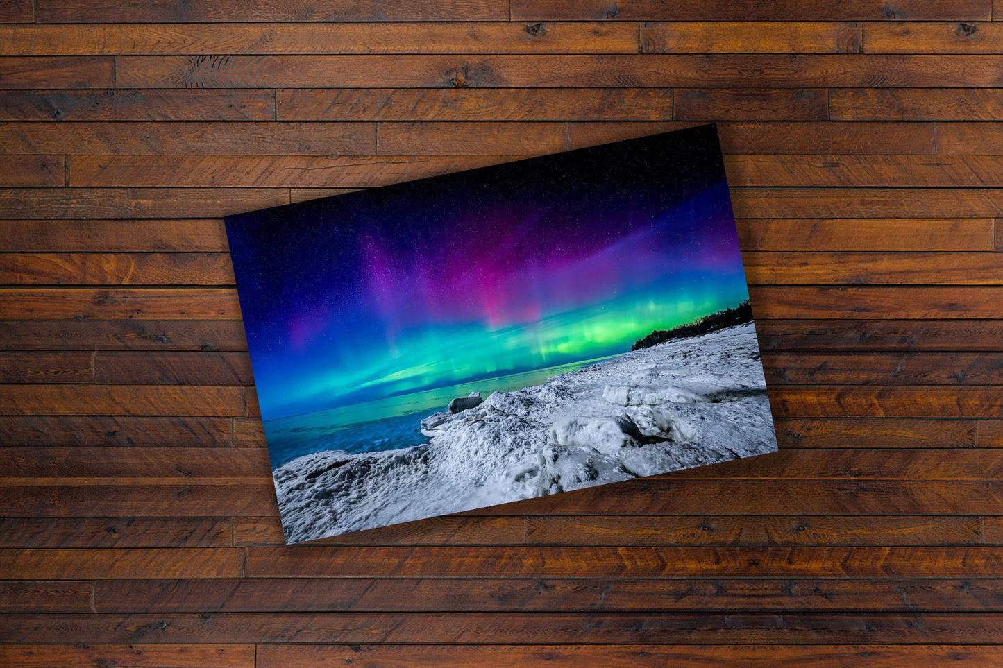 Emerald & Violet Aurora Borealis | High-Definition Winter Beach Fine Art Print