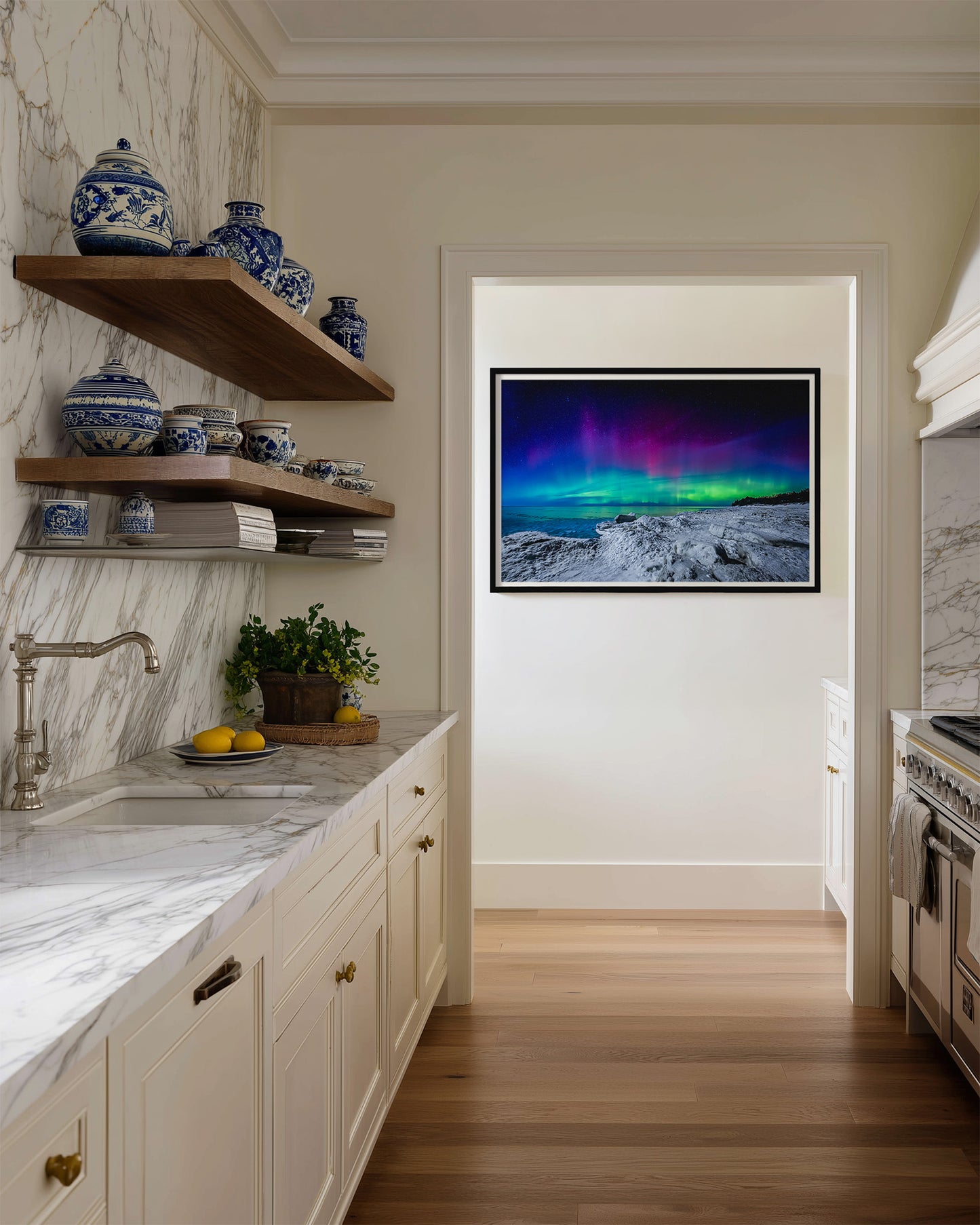 Emerald & Violet Aurora Borealis | High-Definition Winter Beach Fine Art Print