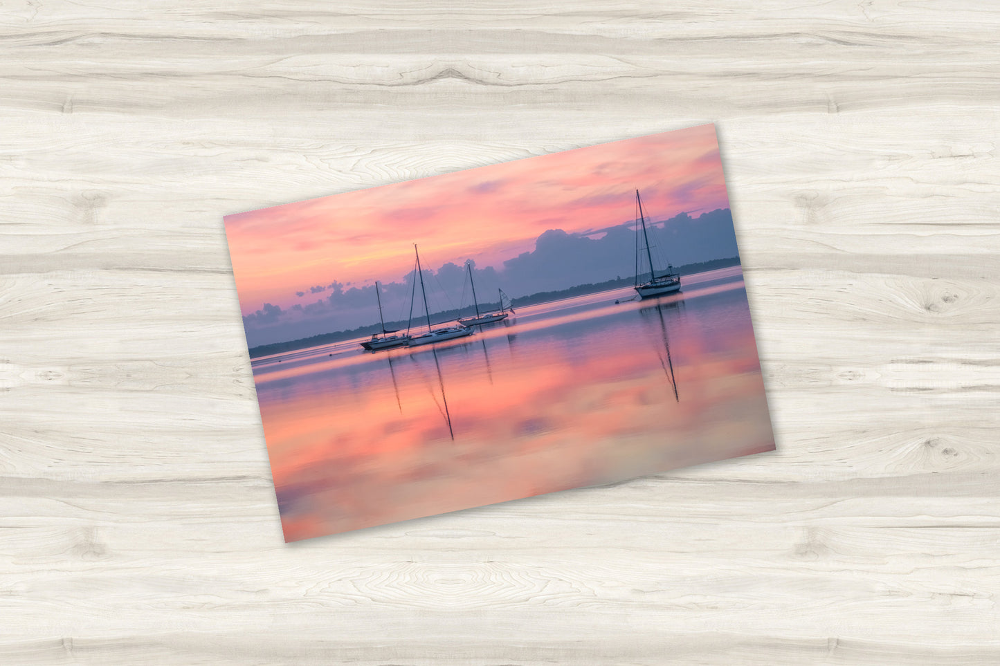 Northport Harbor Blue Hour Sunrise | Pastel Pink & Sailboat Fine Art Print
