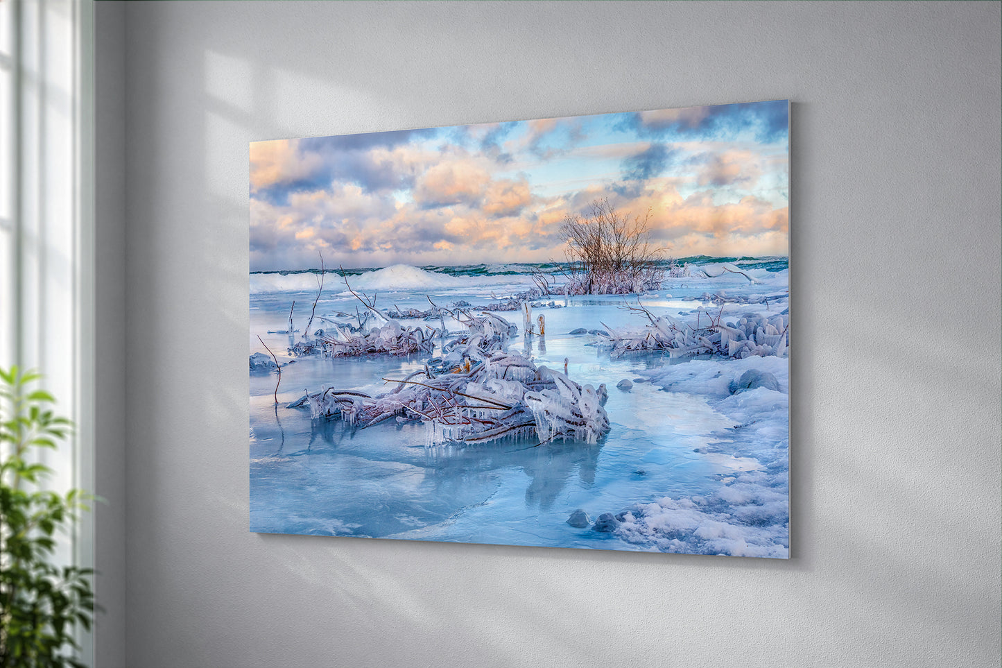 Leelanau Blue Ice Sunrise | Frozen Lake Michigan Shoreline Fine Art Print