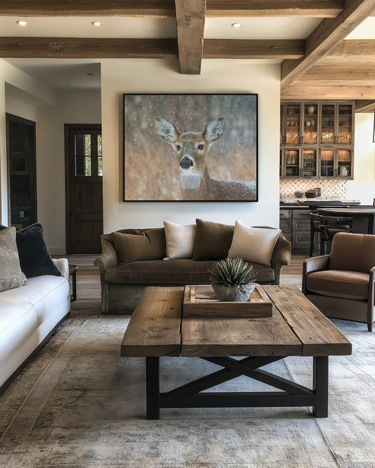 Whitetail Deer in Winter Woods Photography | Wildlife Wall Art