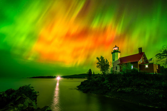 Northern Lights over Eagle Harbor Fine Art Print | Aurora Photography