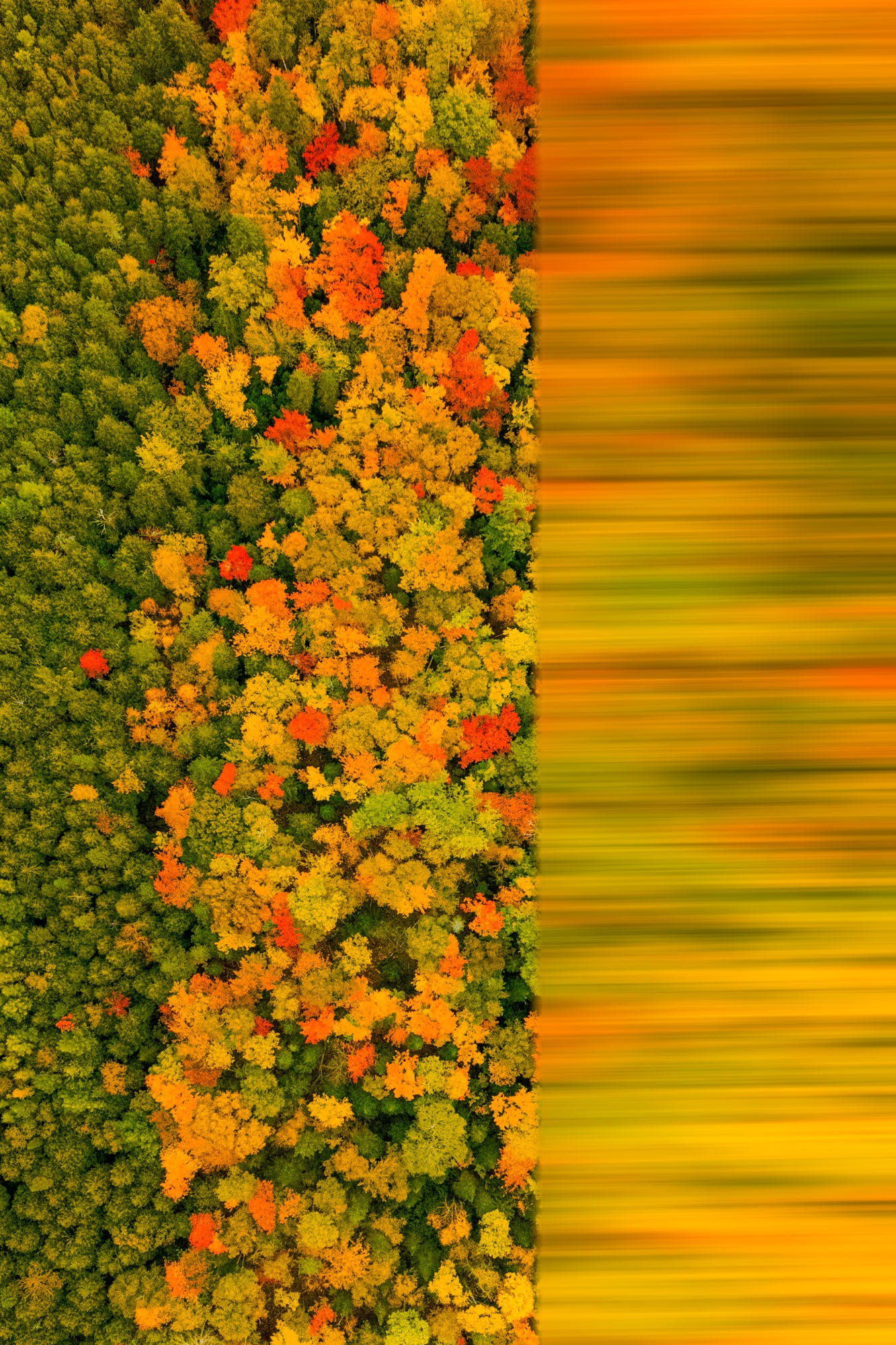 Aerial Abstract of Fall Foliage Keweenaw Peninsula, Brockway Mountain