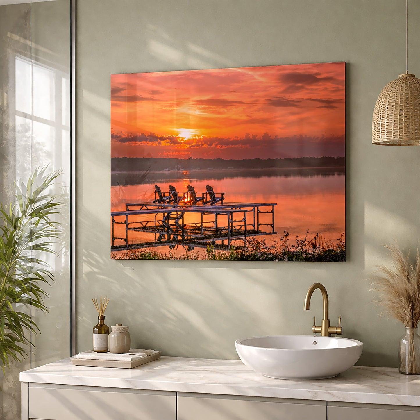 Lake Michigan Boat Dock Sunrise | Golden Morning Light Fine Art Landscape Print