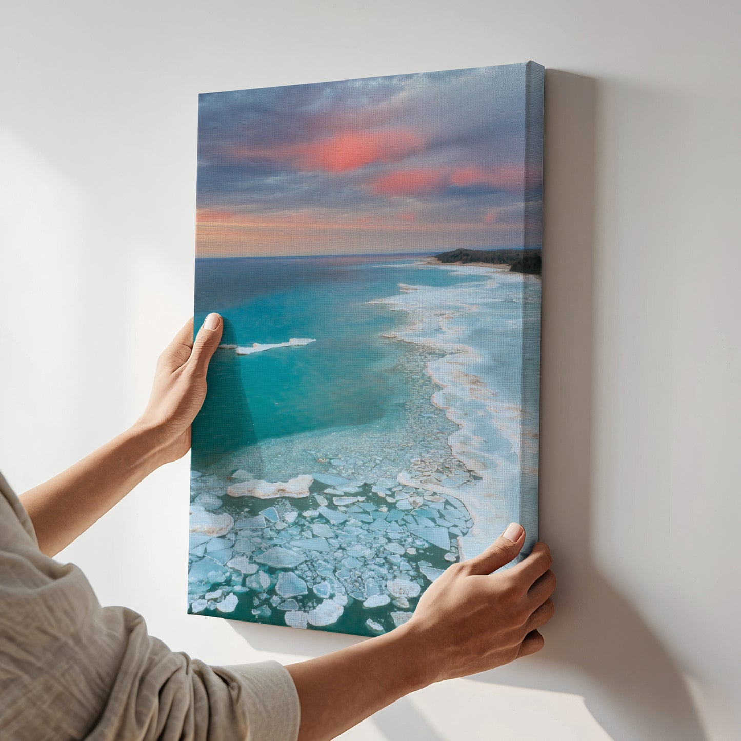 Lake Michigan Winter Sunset Aerial Photography | Limited Edition Fine Art Print