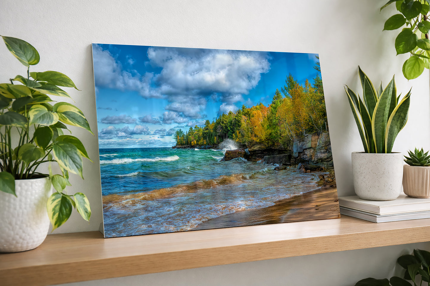 Lake Superior Fall Foliage | Gold & Green Autumn Shoreline Fine Art Print