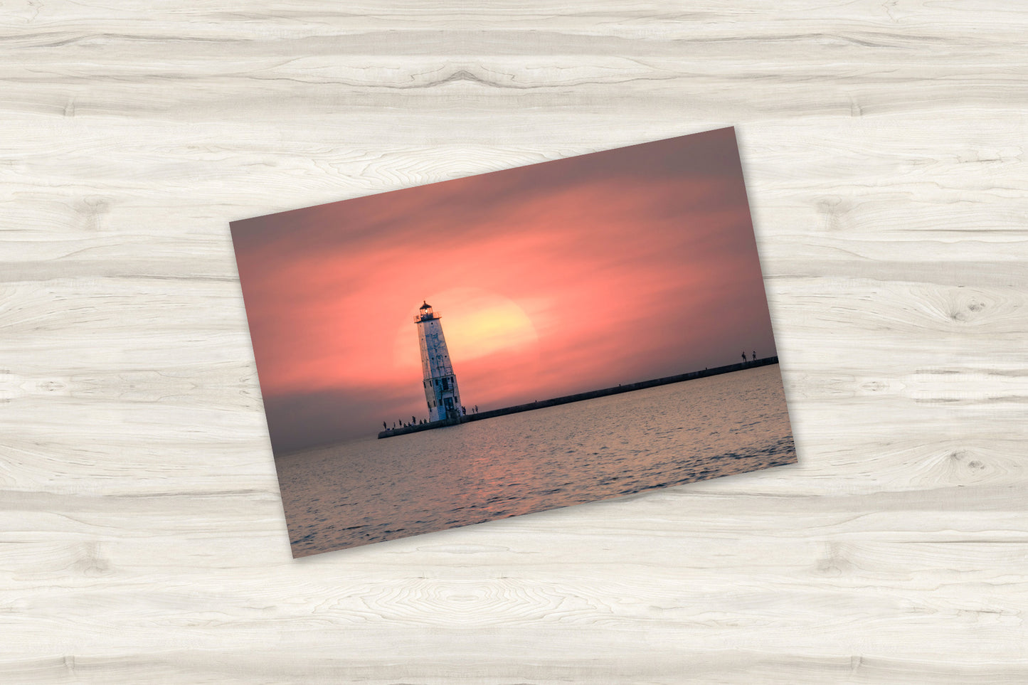Frankfort Lighthouse Sunset Print | Calm Coastal Wall Art
