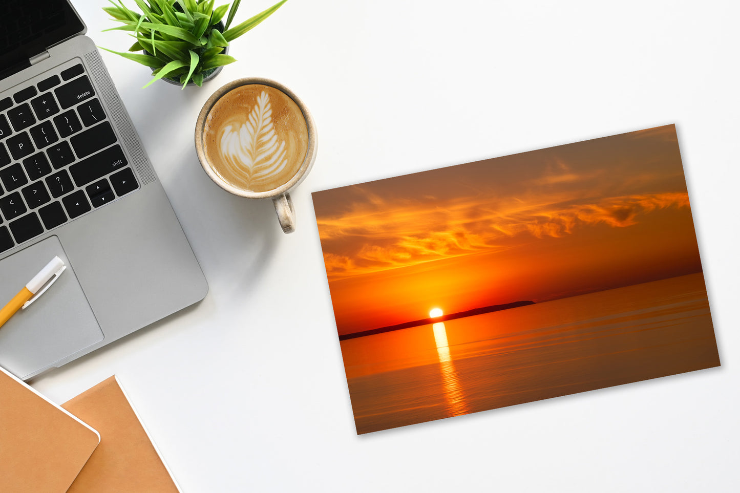 Lake Michigan Sunset with North Manitou Island at Sunset | Coastal Giclée Fine Art Print, Canvas & Metal