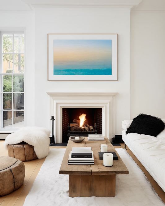 Blue Water, Golden Sunset in Abstract