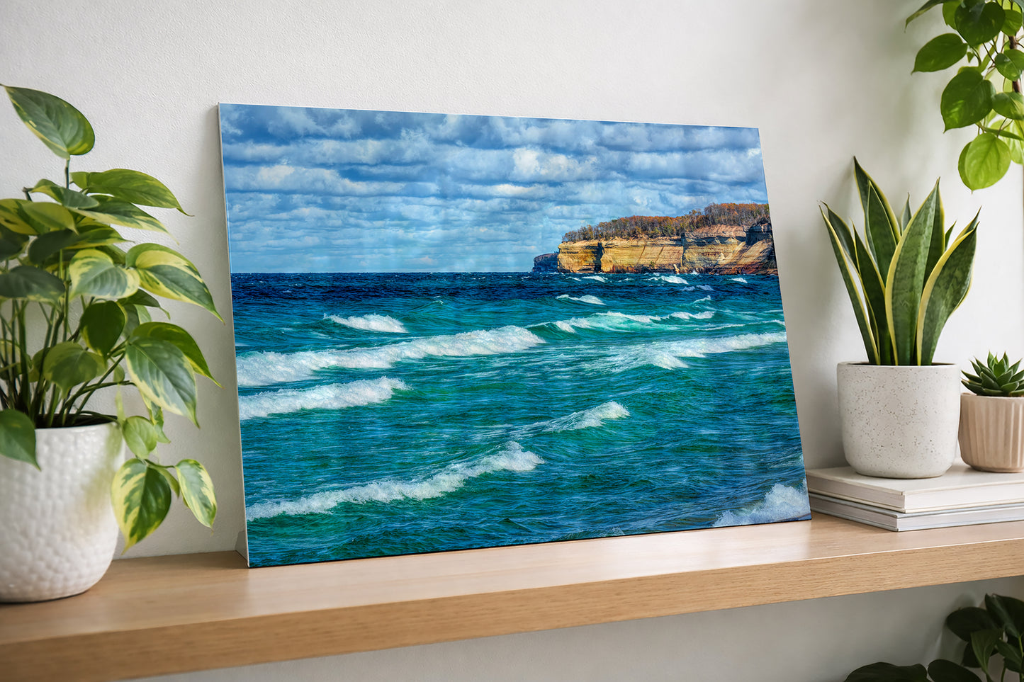Pictured Rocks Shoreline | Lake Superior Turquoise Waves & Beach Fine Art Print