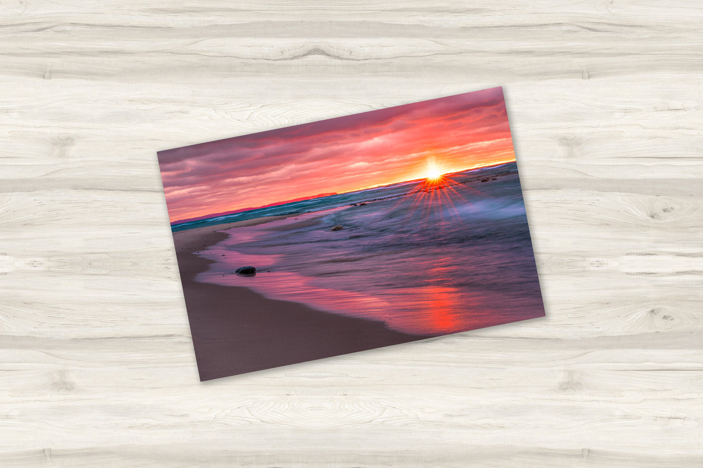 Vivid Lake Michigan Sunset | Fiery Red Sky  and Deep Blue Waves Fine Art Print